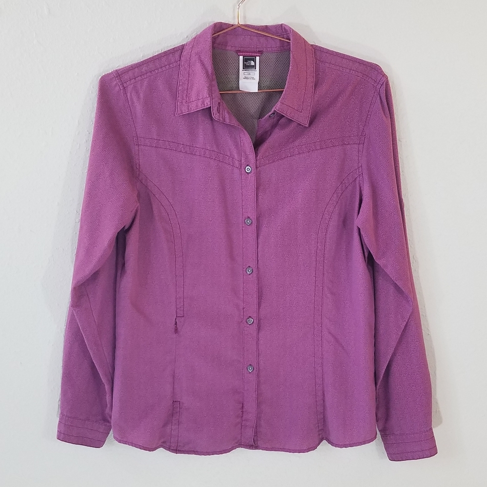 THE NORTH FACE orchid purple patterned Button Down Long Sleeve shirt, Size L